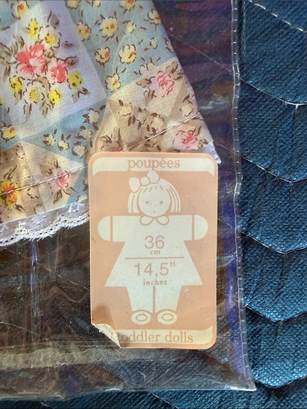 Corolle Beige&Blue Floral Patterned Dress For 14” Dolls NWT